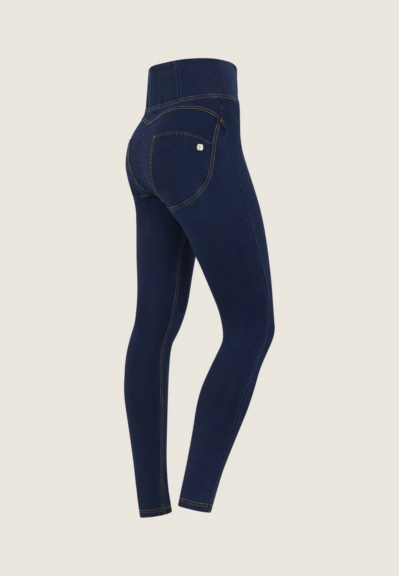 WR.UP Curvy Push-Up High Waist Skinny Denim Jeans - Denim Dark Blue - Yellow Seam