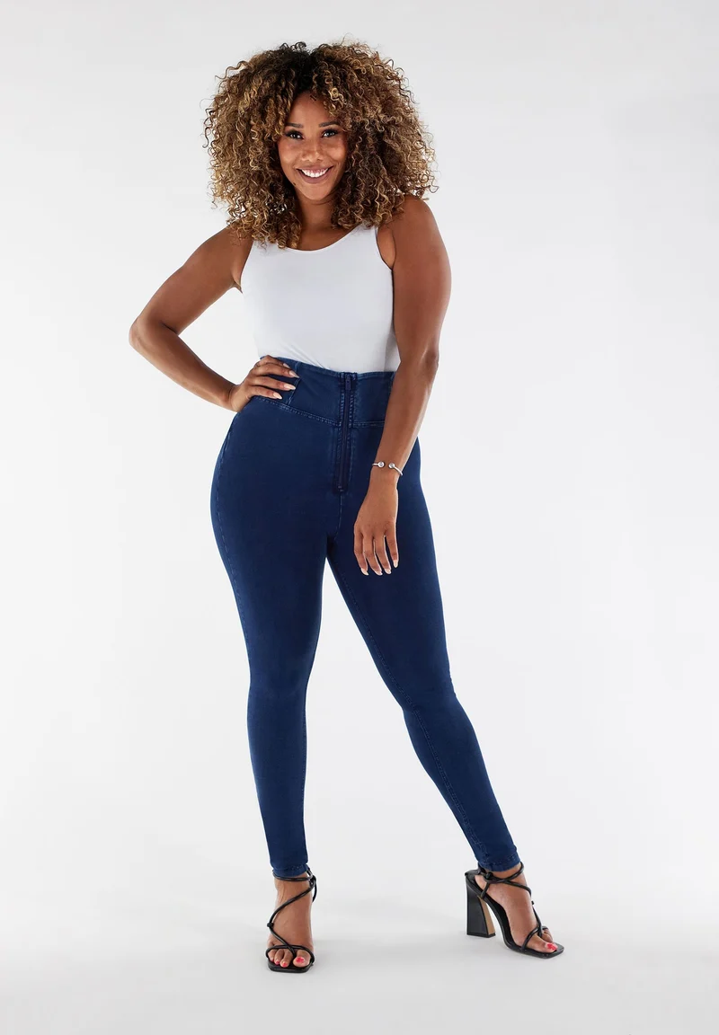 WR.UP Curvy Push-Up High Waist Skinny Denim Jeans - Denim Dark Blue - Blue Seam