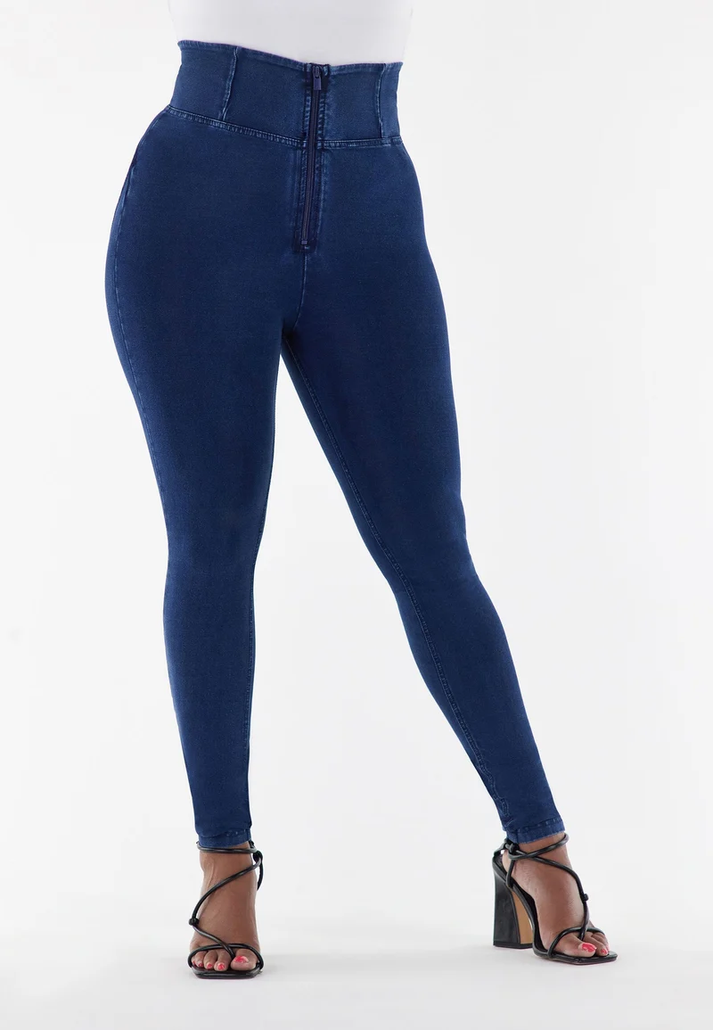 WR.UP Curvy Push-Up High Waist Skinny Denim Jeans - Denim Dark Blue - Blue Seam