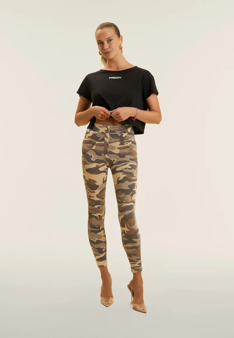 WR.UP Push-Up Button High Waist Skinny 7/8 Camouflage Pant - Mimetic Beige