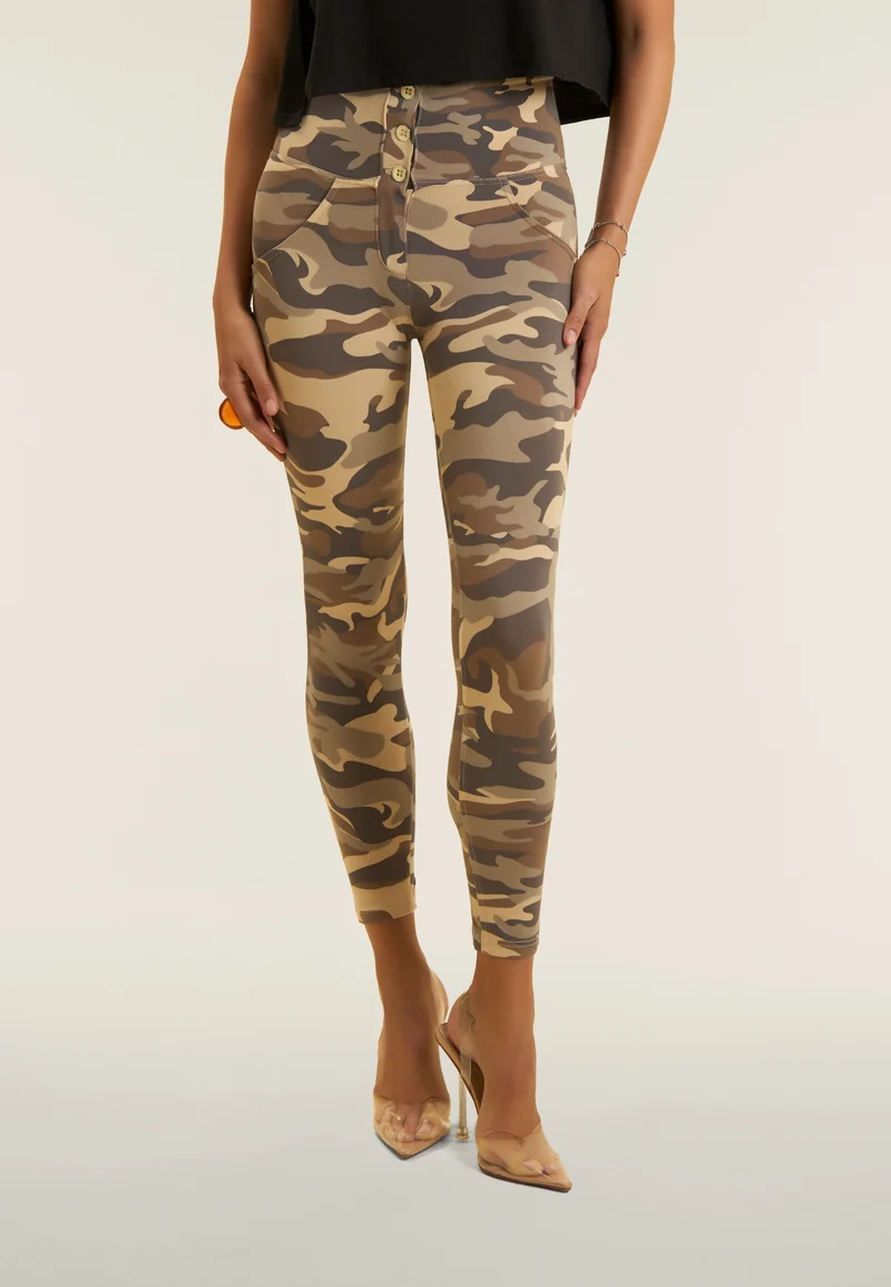 WR.UP Push-Up Button High Waist Skinny 7/8 Camouflage Pant - Mimetic Beige