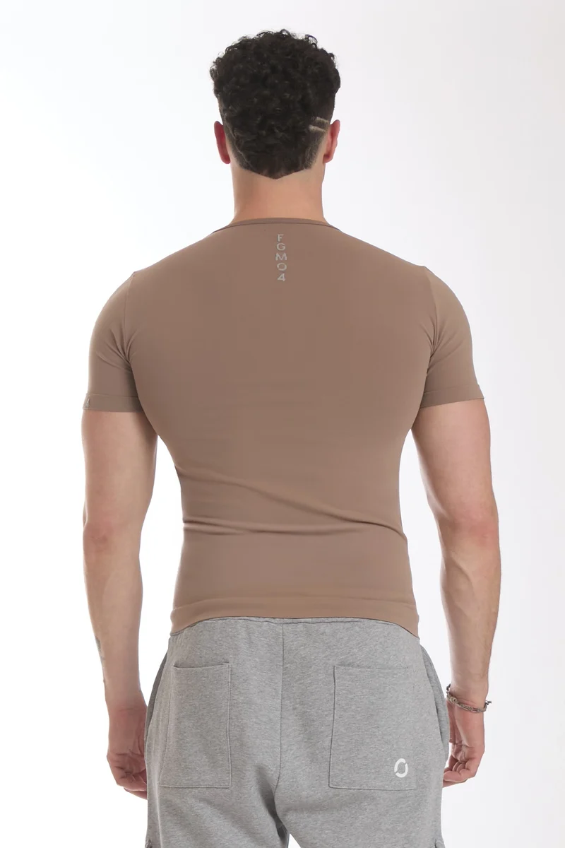 T-Shirt Uomo Manica Corta Nocciola Biscotto