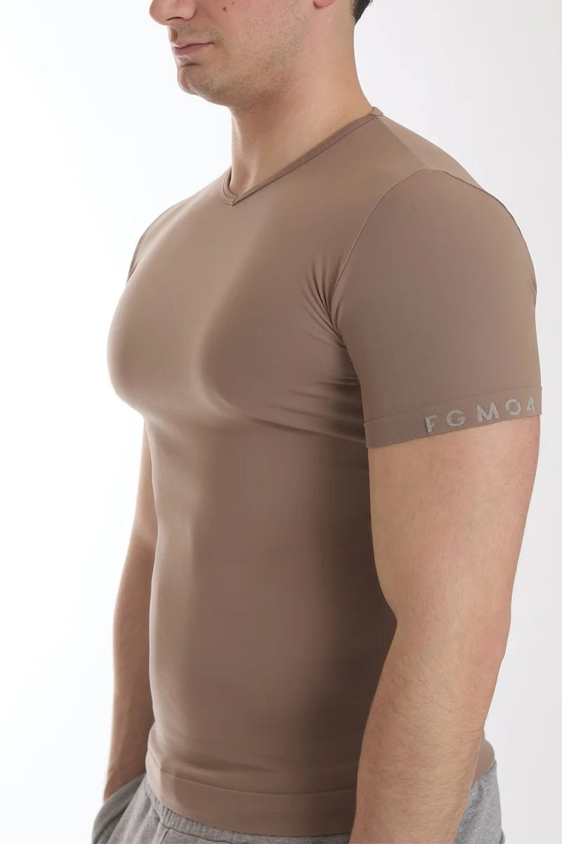 T-Shirt Uomo Manica Corta Nocciola Biscotto