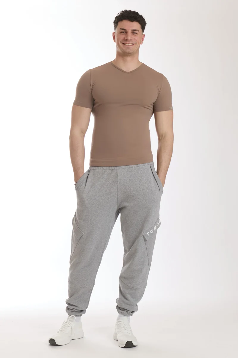 T-Shirt Uomo Manica Corta Nocciola Biscotto