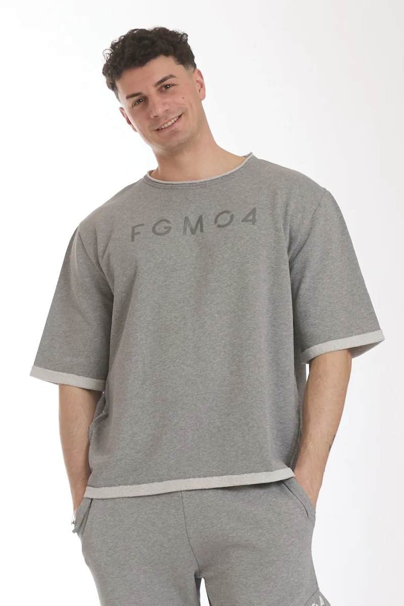 Felpa Uomo Ikonic Over Manica Corta Grigio Chiaro