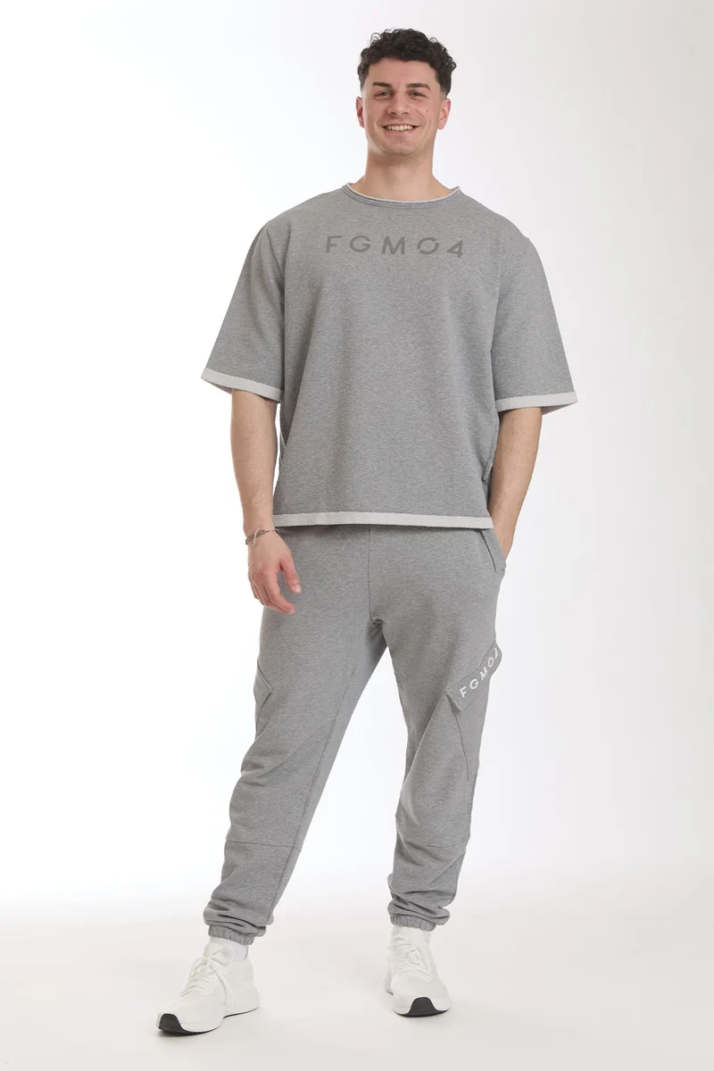 Felpa Uomo Ikonic Over Manica Corta Grigio Chiaro