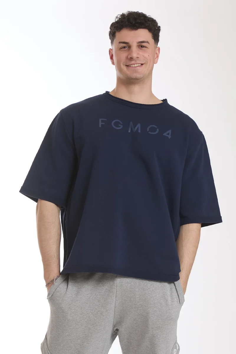 Felpa Uomo Ikonic Over Manica Corta Blu Notte