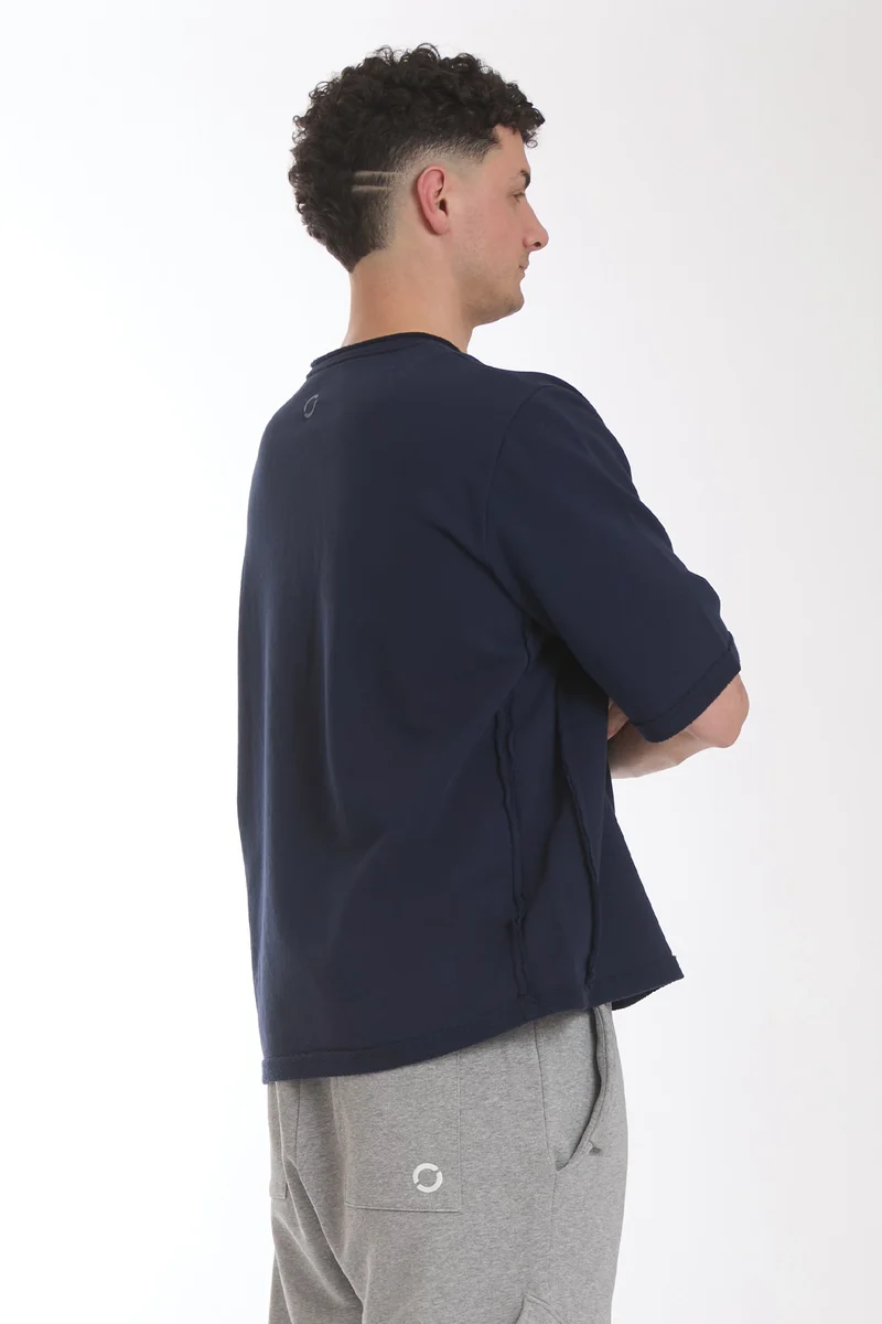 Felpa Uomo Ikonic Over Manica Corta Blu Notte