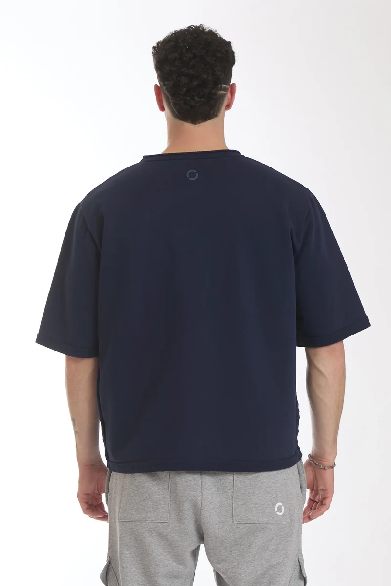 Felpa Uomo Ikonic Over Manica Corta Blu Notte