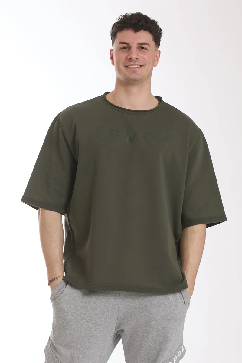 Felpa Uomo Ikonic Over Manica Corta Verde Militare