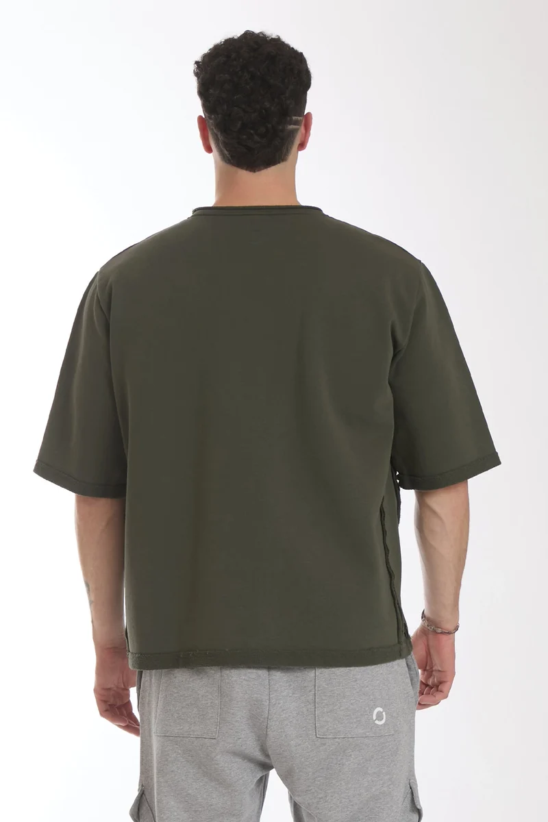 Felpa Uomo Ikonic Over Manica Corta Verde Militare