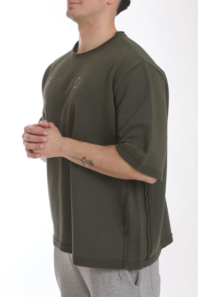 Felpa Uomo Ikonic Over Manica Corta Verde Militare