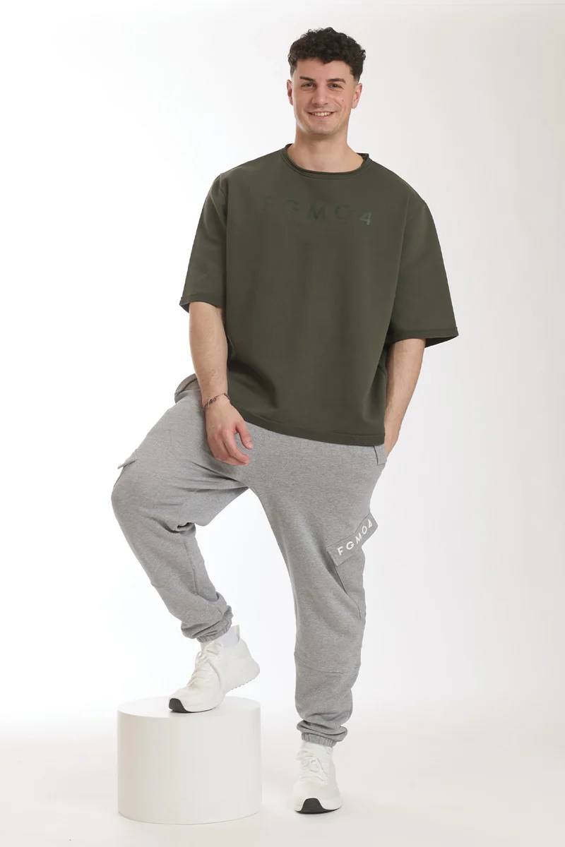Felpa Uomo Ikonic Over Manica Corta Verde Militare