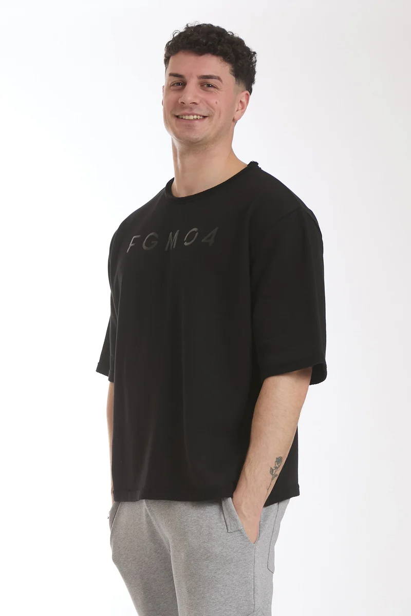 Felpa Uomo Ikonic Over Manica Corta Nero