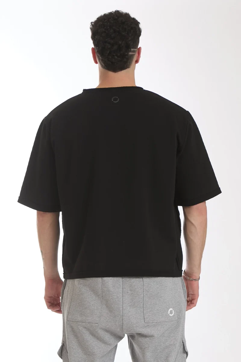 Felpa Uomo Ikonic Over Manica Corta Nero