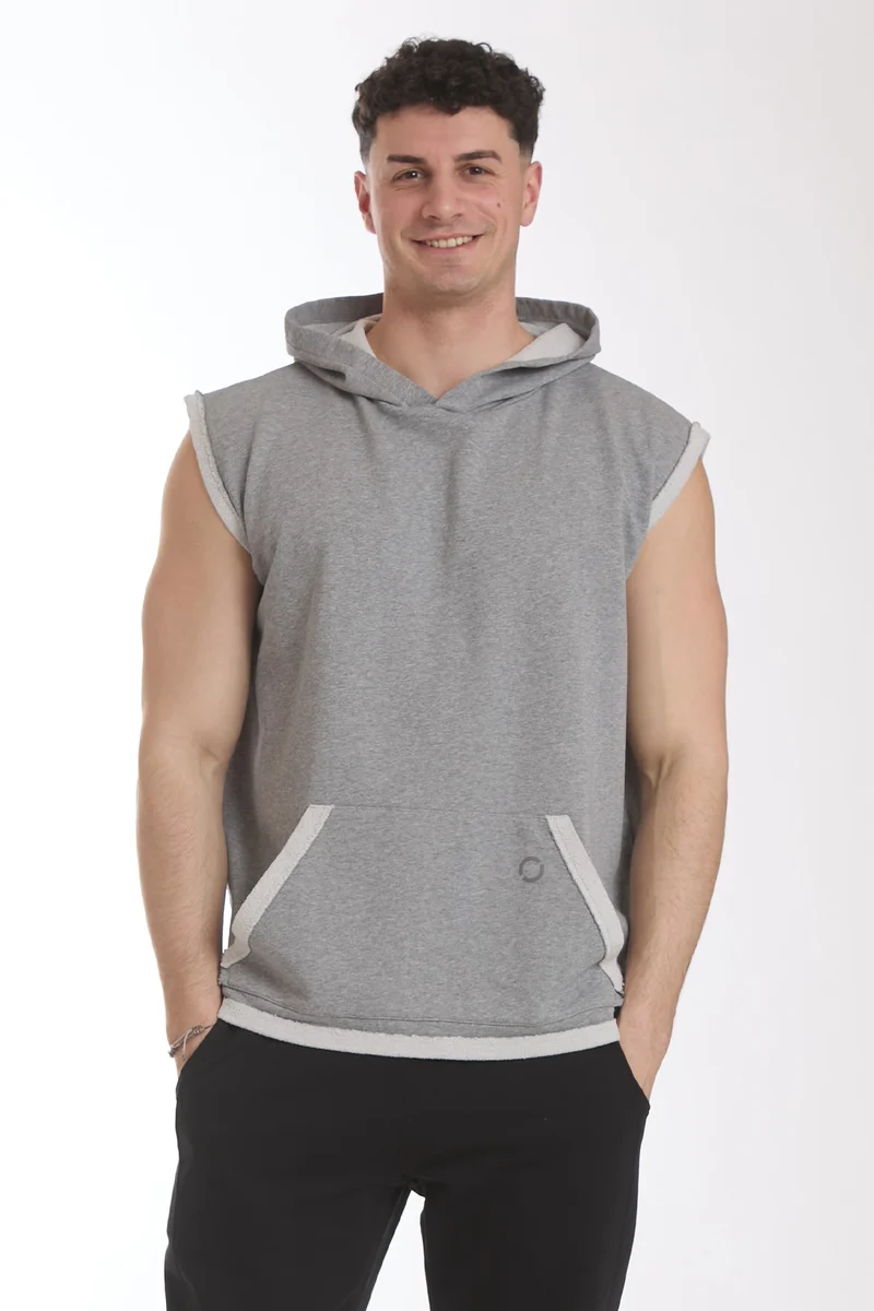 Smanicato Uomo Ikonic Con Cappuccio Grigio Chiaro