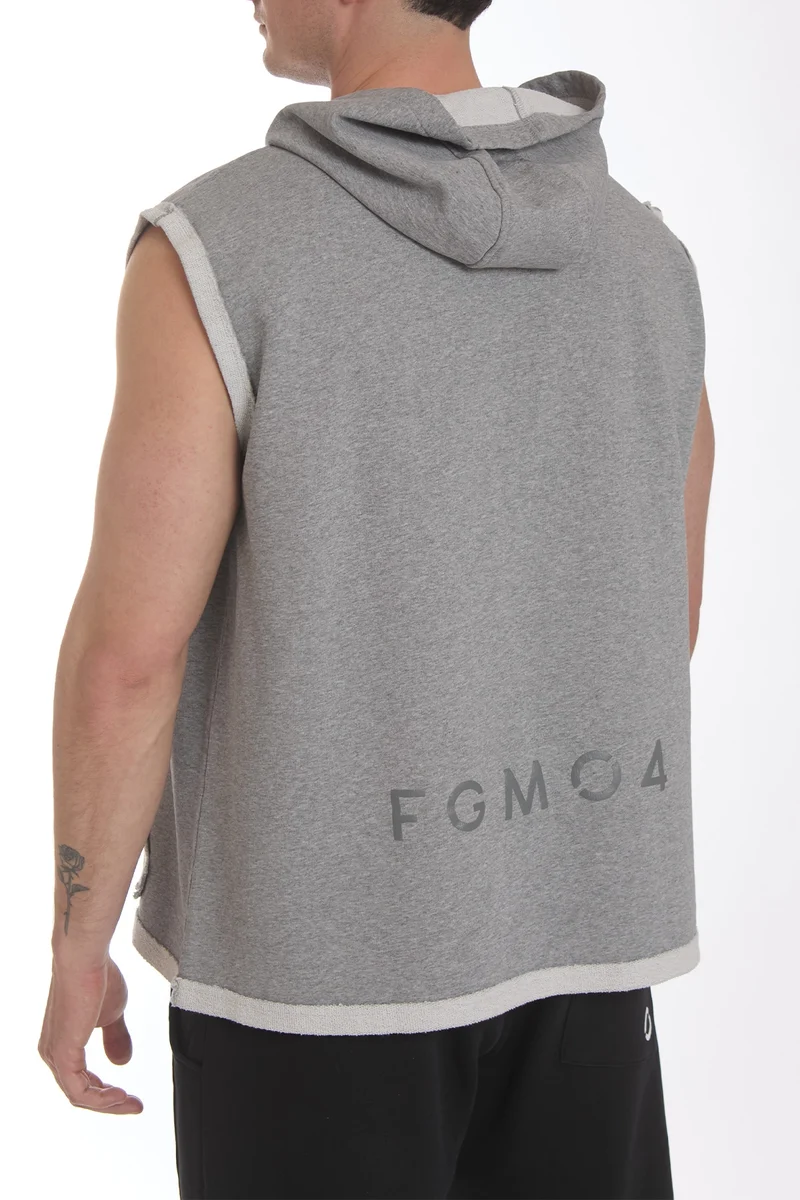 Smanicato Uomo Ikonic Con Cappuccio Grigio Chiaro