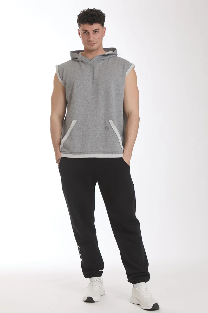 Smanicato Uomo Ikonic Con Cappuccio Grigio Chiaro