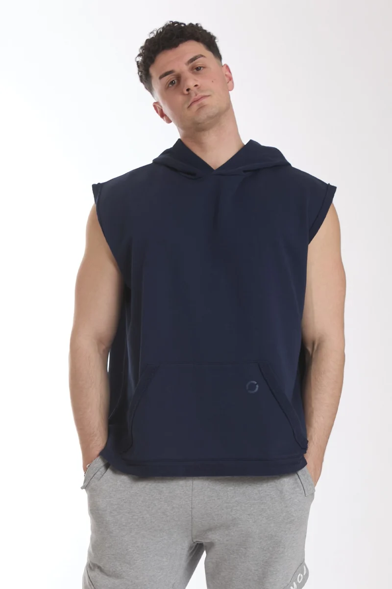 Smanicato Uomo Ikonic Con Cappuccio Blu Notte