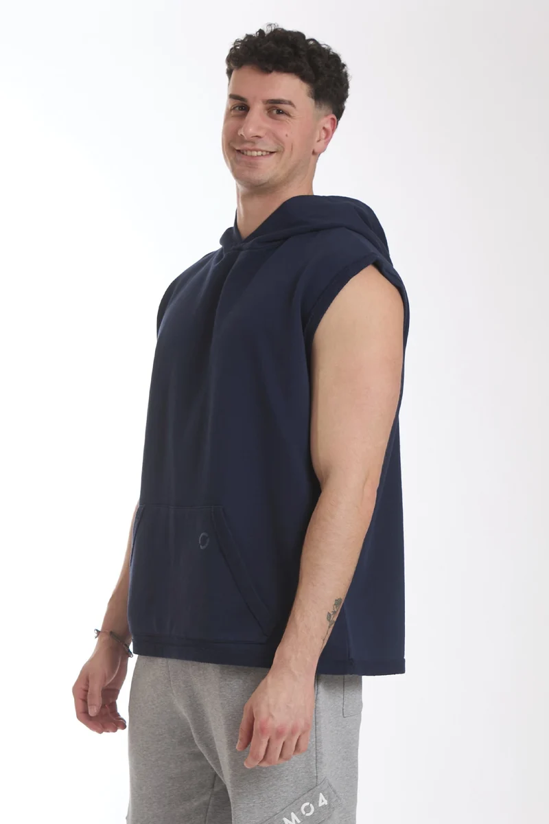 Smanicato Uomo Ikonic Con Cappuccio Blu Notte