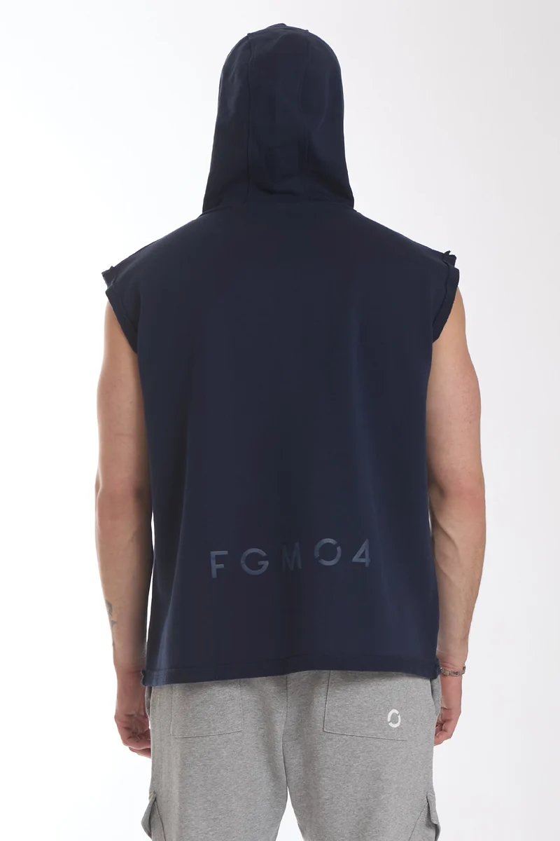 Smanicato Uomo Ikonic Con Cappuccio Blu Notte