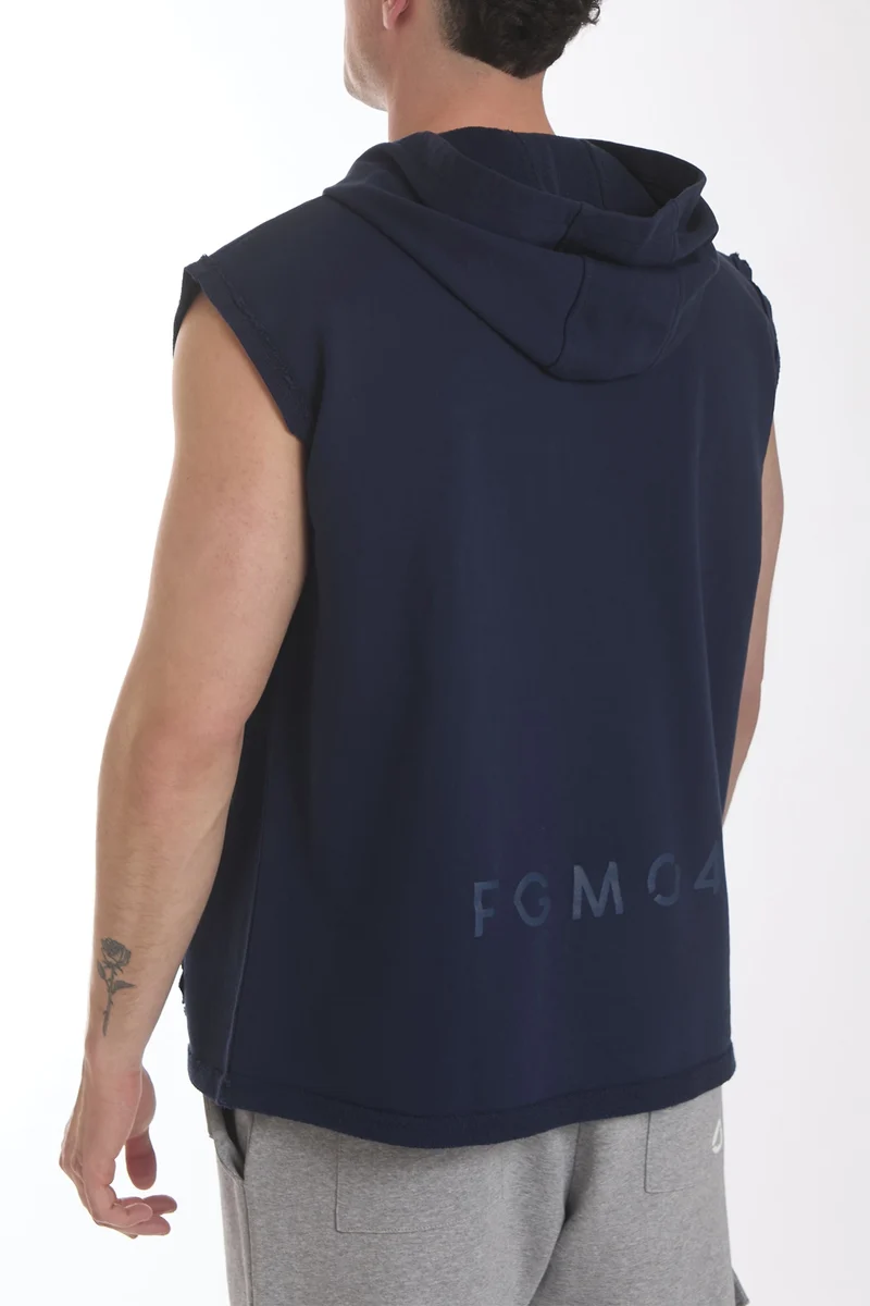 Smanicato Uomo Ikonic Con Cappuccio Blu Notte