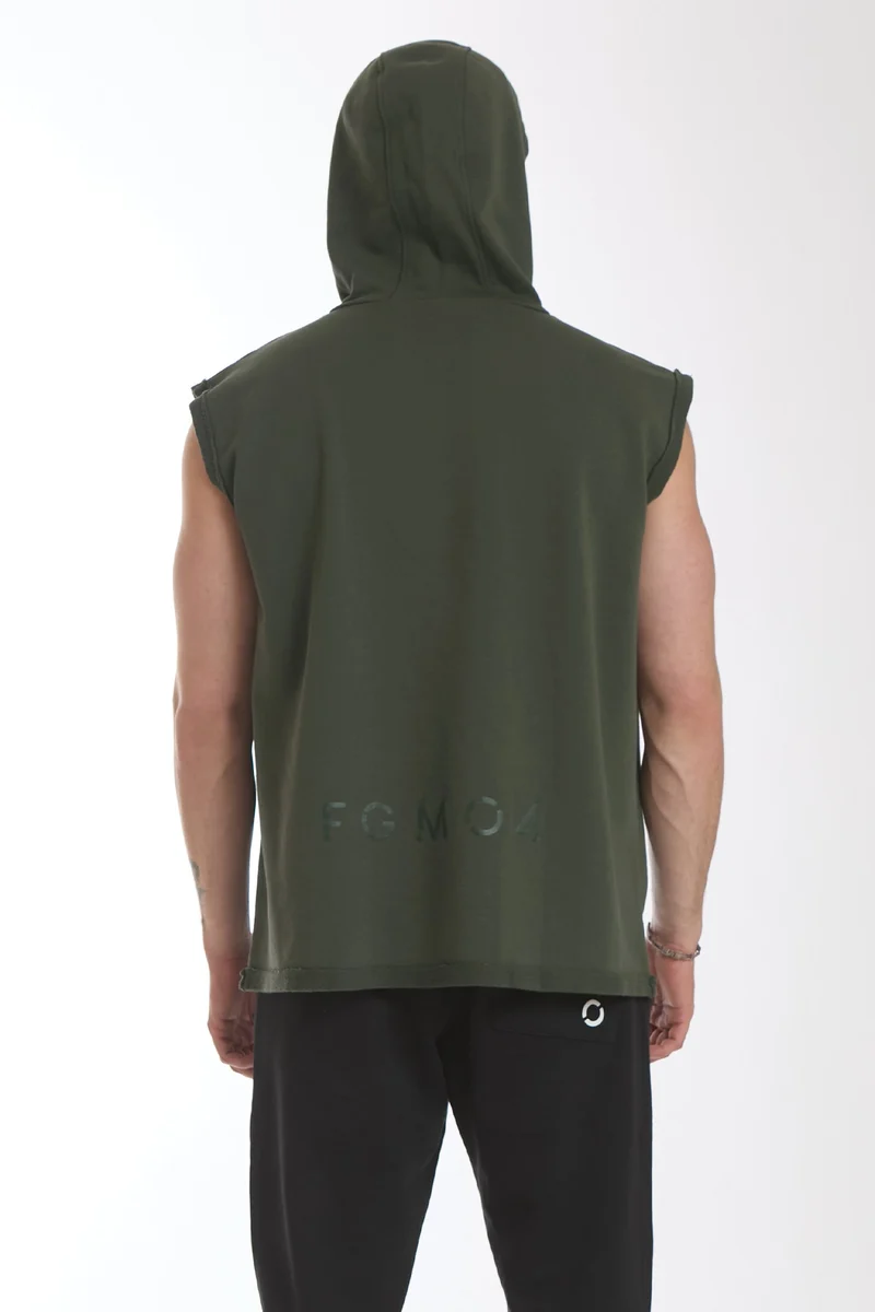 Smanicato Uomo Ikonic Con Cappuccio Verde Militare