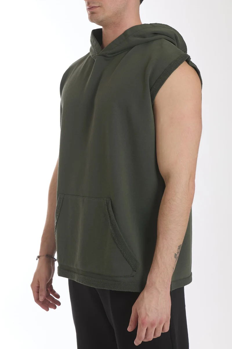 Smanicato Uomo Ikonic Con Cappuccio Verde Militare