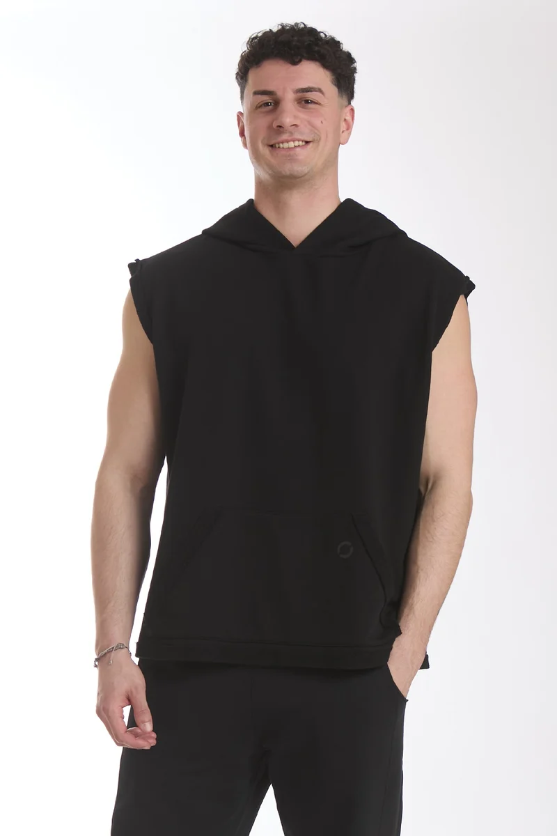 Smanicato Uomo Ikonic Con Cappuccio Nero