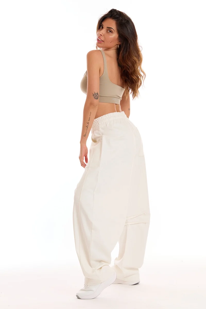 Pantalone Donna Barrel Jeans Panna