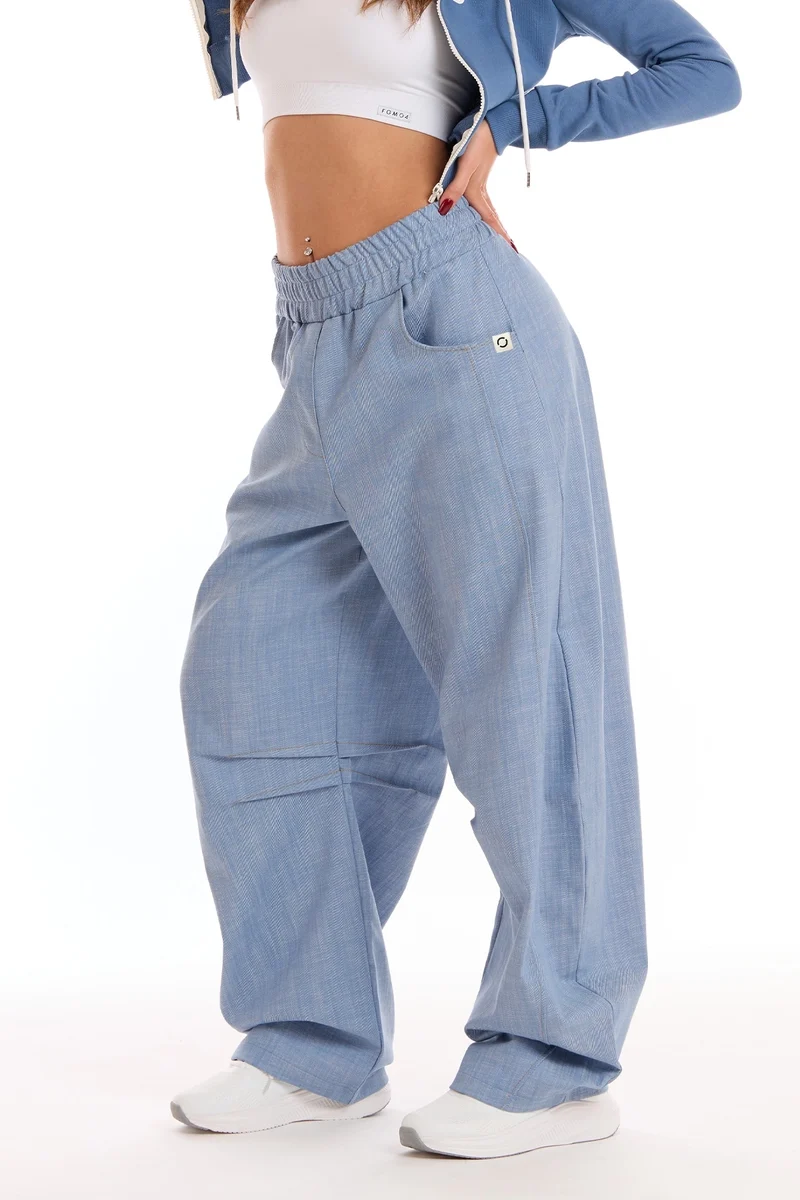 Pantalone Donna Barrel Jeans Azzurro