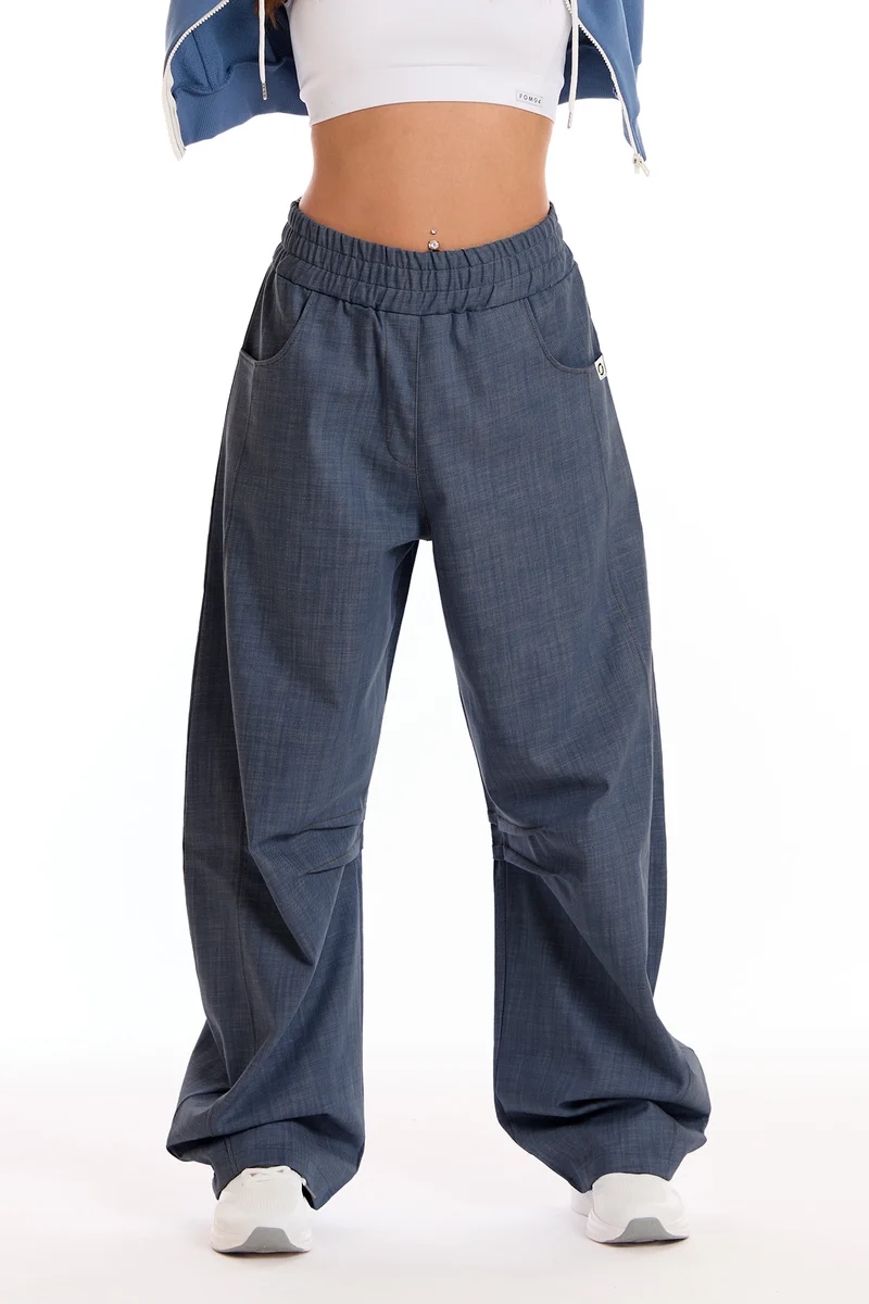 Pantalone Donna Barrel Jeans Blu