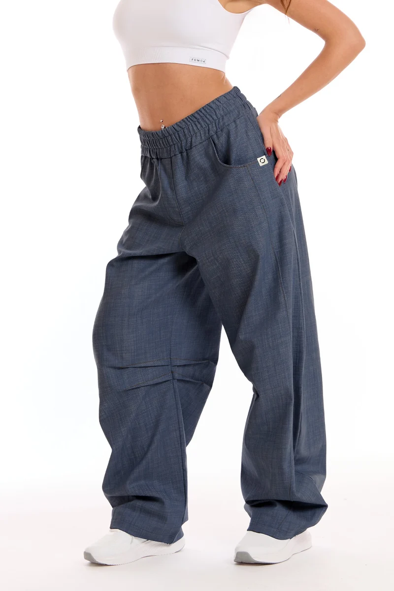 Pantalone Donna Barrel Jeans Blu