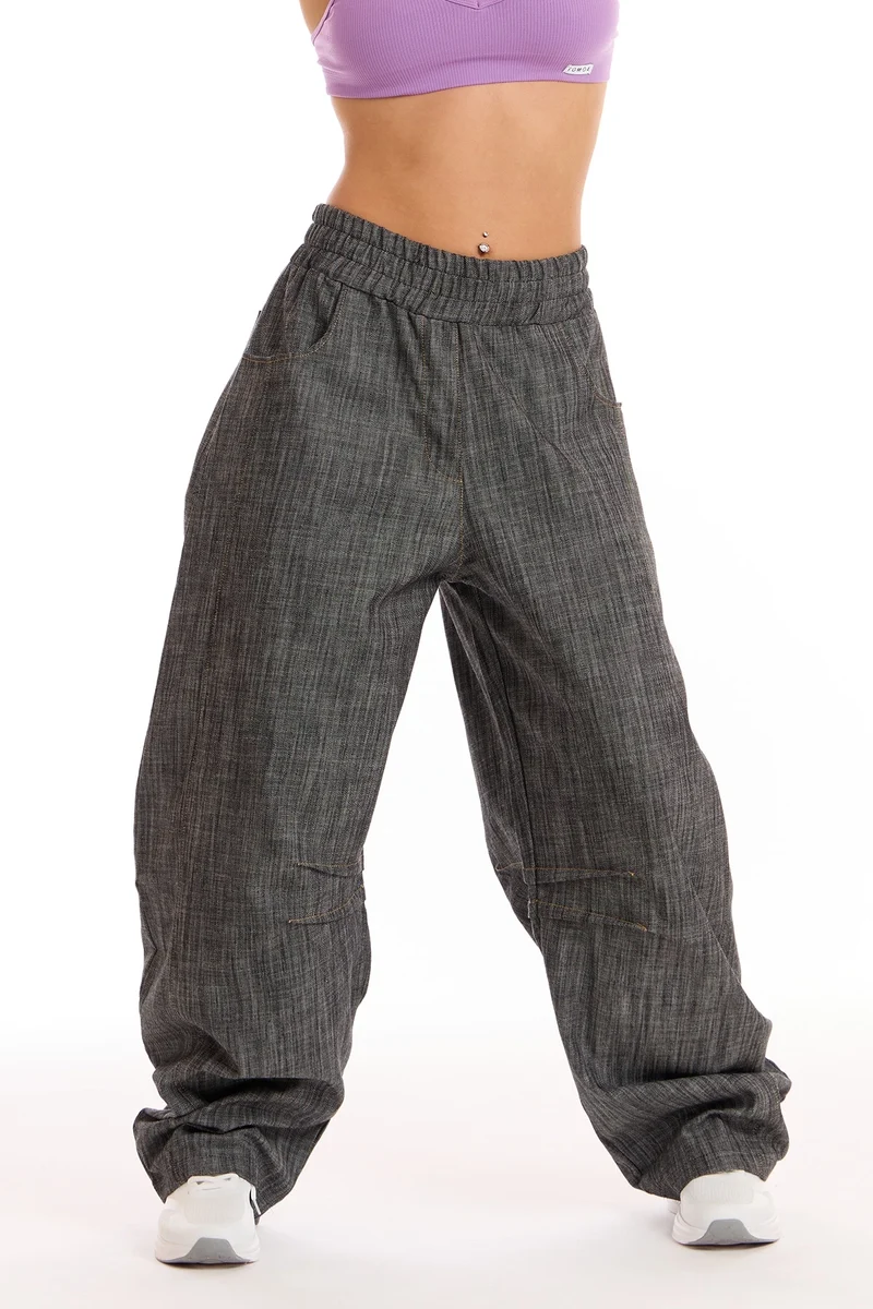Pantalone Donna Barrel Jeans Nero