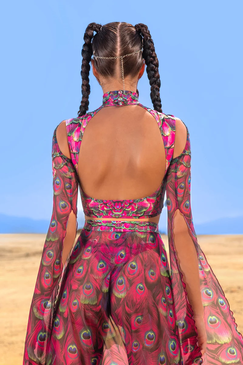 Mystic Peacock Magenta Maxi Sleeve Top