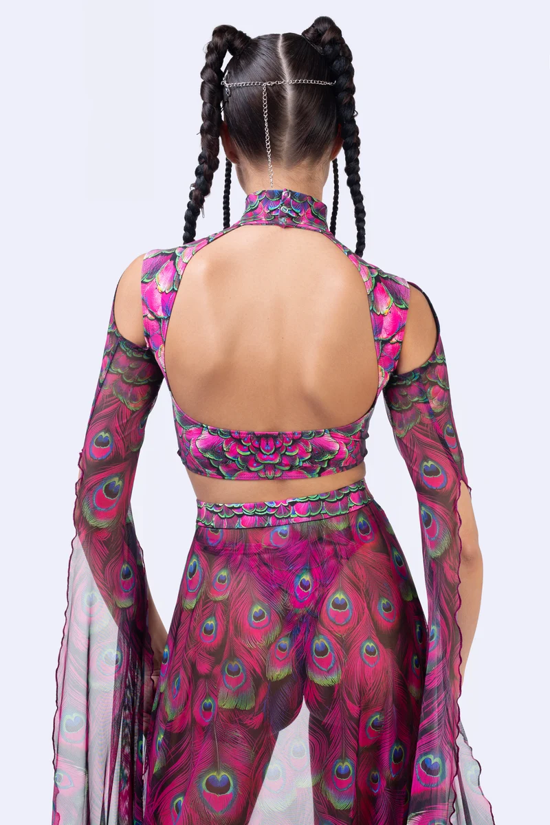 Mystic Peacock Magenta Maxi Sleeve Top