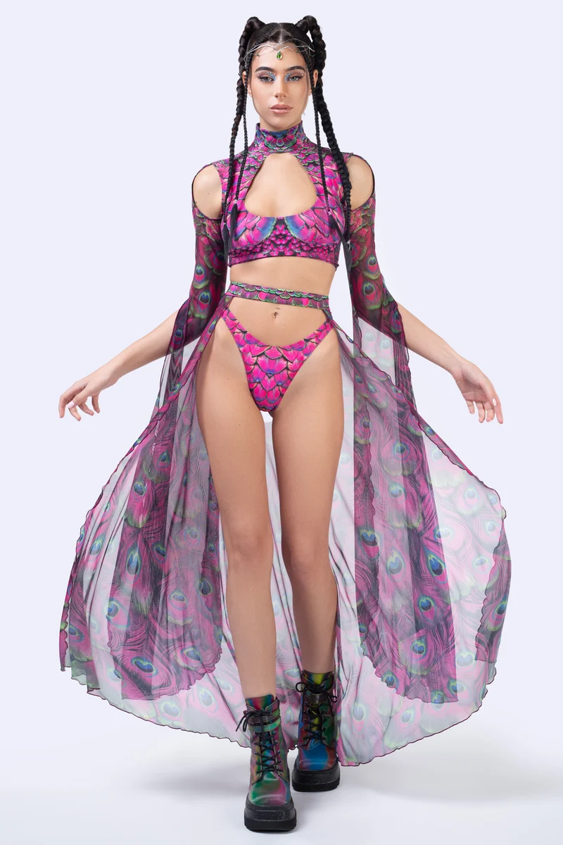 Mystic Peacock Magenta Maxi Sleeve Top