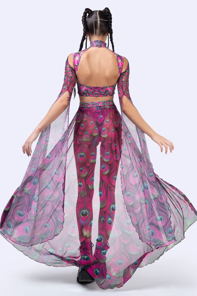 Mystic Peacock Magenta Open-Front Skirt