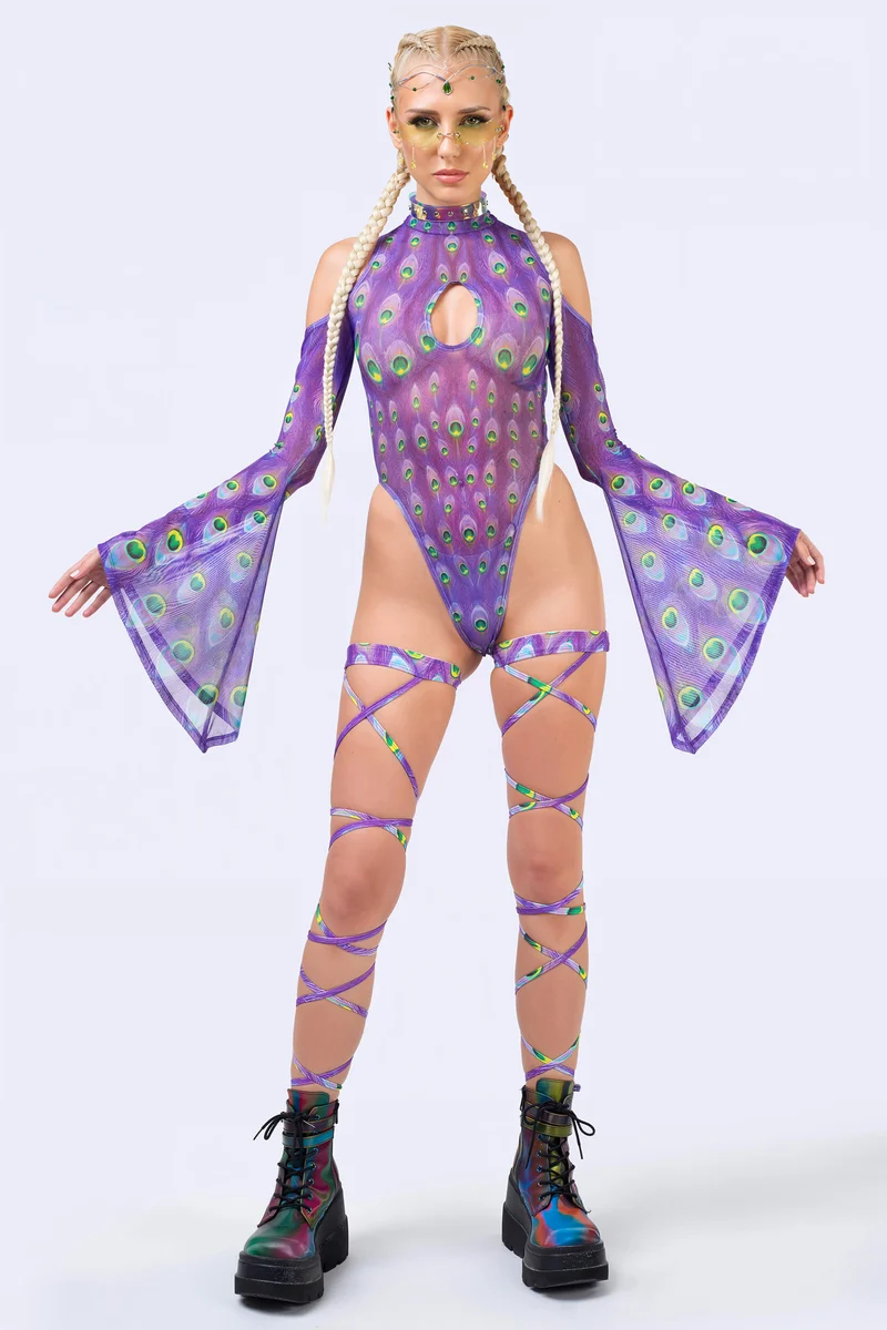 Flock Off Purple Flared Sleeve Bodysuit