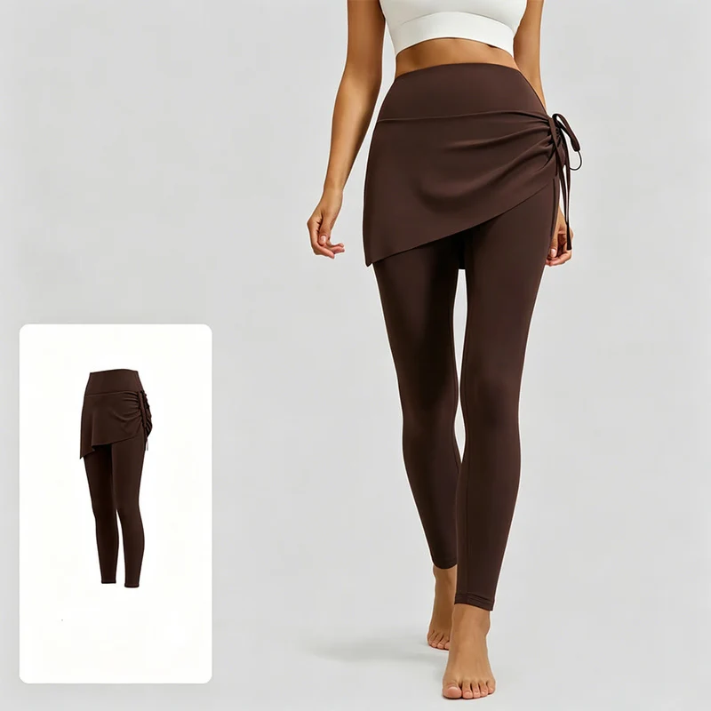 Olivenorma Wickelrock mit hohem Bund und Kordelzug, Damen-Yogahose