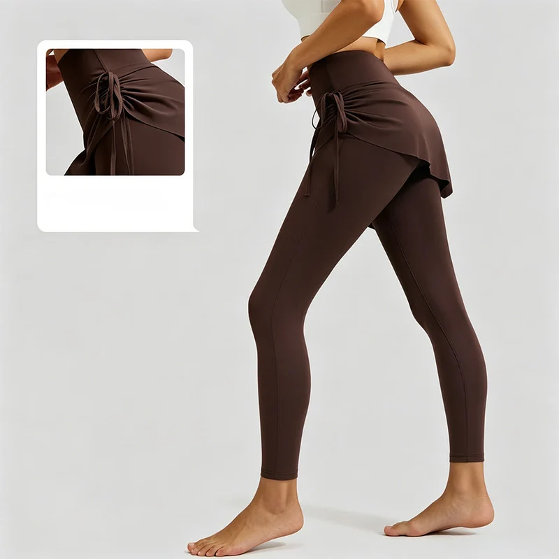 Olivenorma Wickelrock mit hohem Bund und Kordelzug, Damen-Yogahose