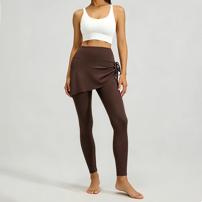 Olivenorma Wickelrock mit hohem Bund und Kordelzug, Damen-Yogahose