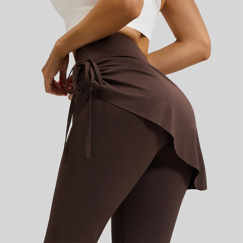Olivenorma Wickelrock mit hohem Bund und Kordelzug, Damen-Yogahose