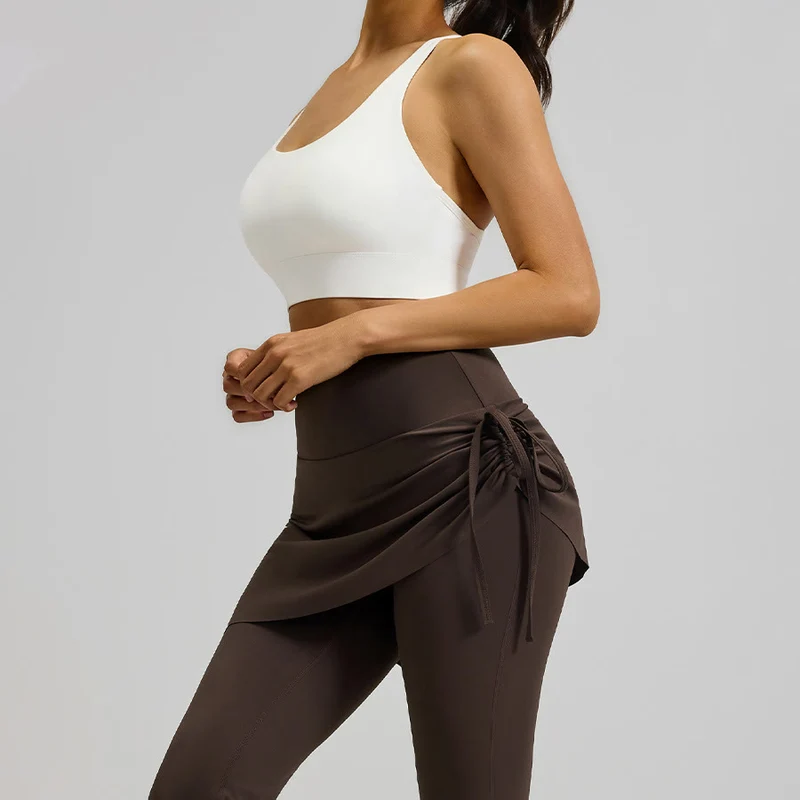 Olivenorma Wickelrock mit hohem Bund und Kordelzug, Damen-Yogahose