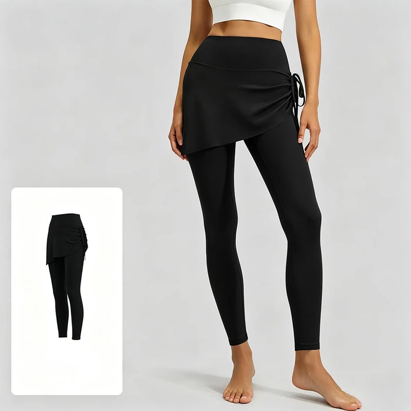 Olivenorma Wickelrock mit hohem Bund und Kordelzug, Damen-Yogahose