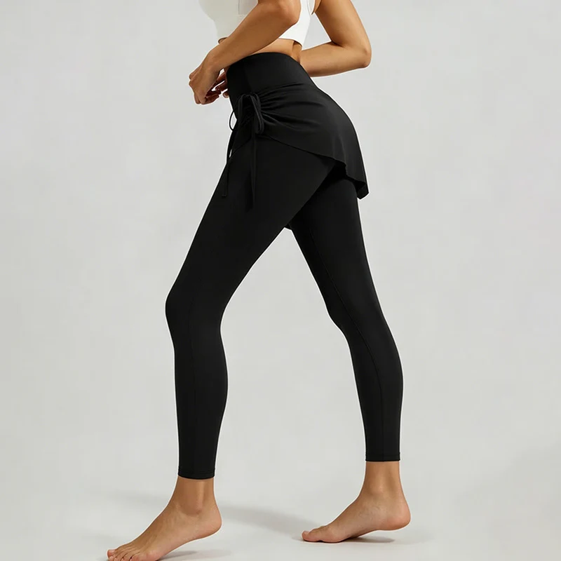 Olivenorma Wickelrock mit hohem Bund und Kordelzug, Damen-Yogahose