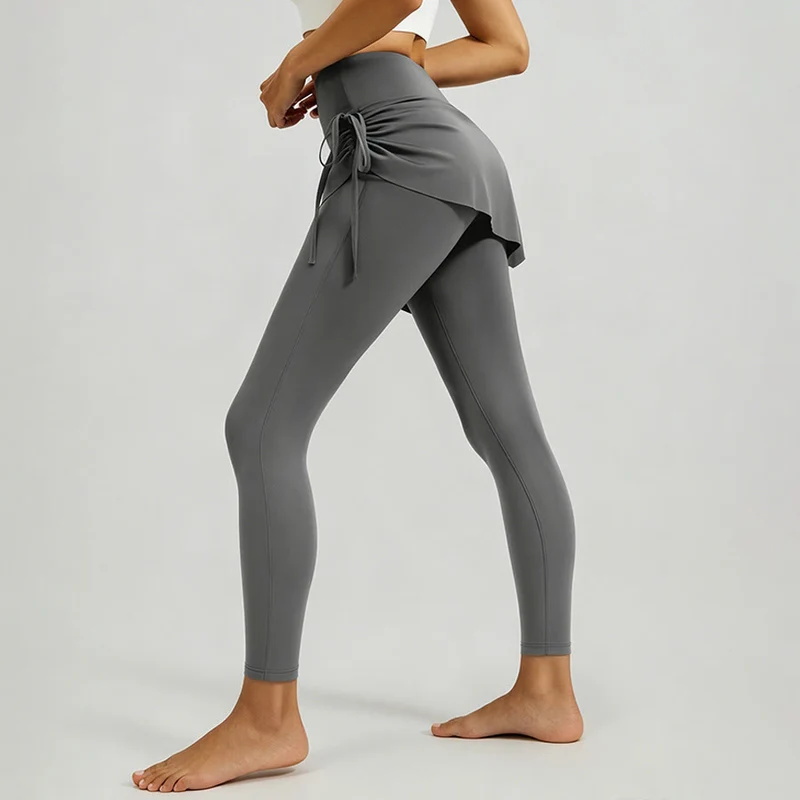 Olivenorma Wickelrock mit hohem Bund und Kordelzug, Damen-Yogahose