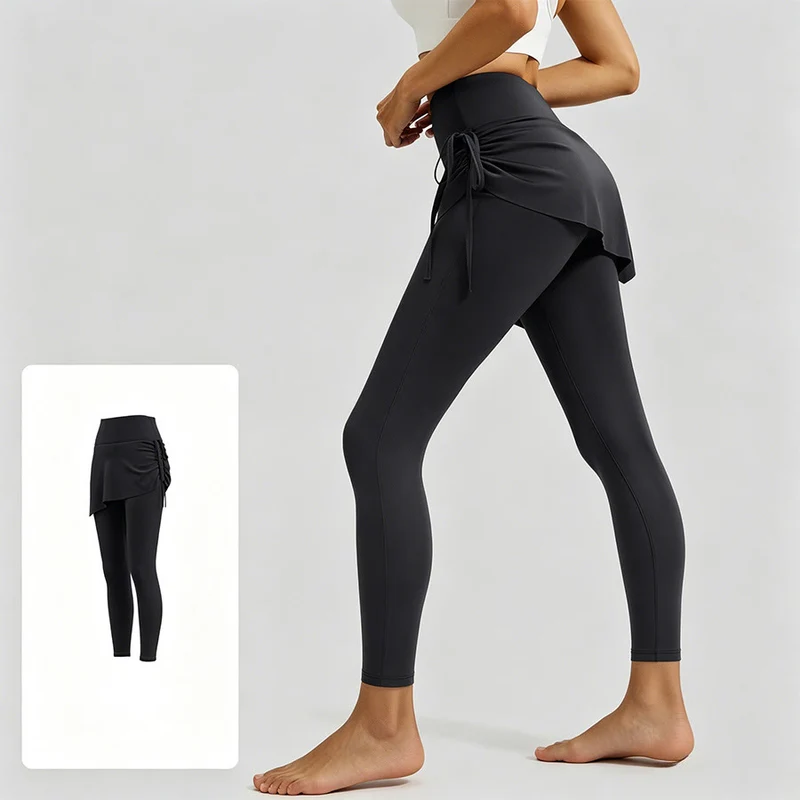 Olivenorma Wickelrock mit hohem Bund und Kordelzug, Damen-Yogahose