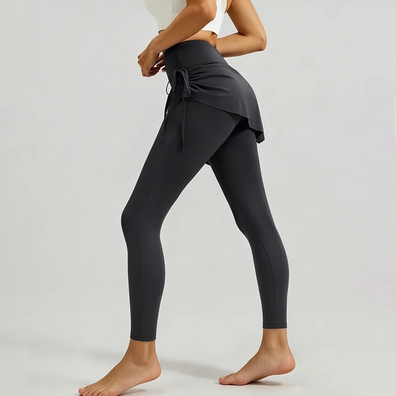 Olivenorma Wickelrock mit hohem Bund und Kordelzug, Damen-Yogahose