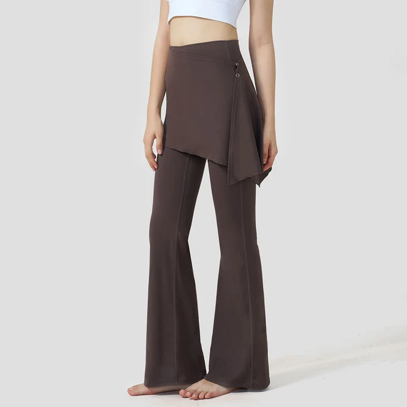 Olivenorma Lagenrock-Overlay-Design, hochtaillierte, ausgestellte Damen-Yogahose